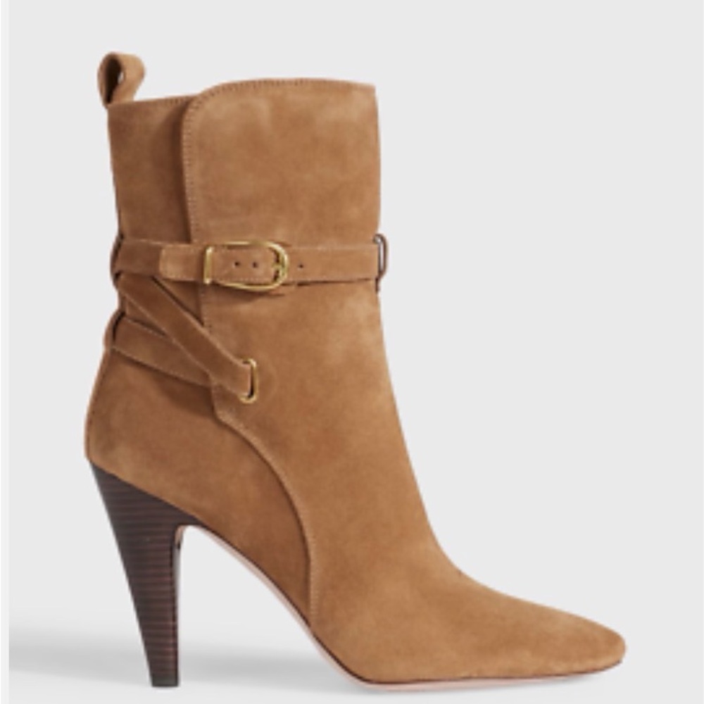 Veronica Beard “Sohelia” Tan Suede Heeled Boots w/ Box Size 10 Like New